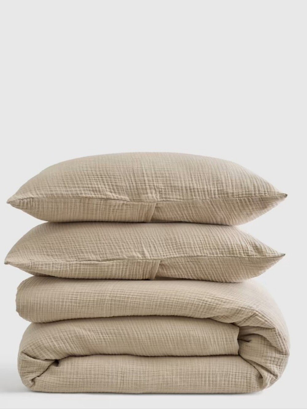 Organic Cotton Airy Gauzy Duvet Cover Set King In Sand NEW